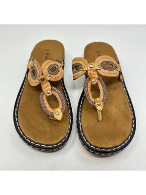 Naturalizer Brown Sandals With Leather Accents & Cushioned Footbed For Women Siz